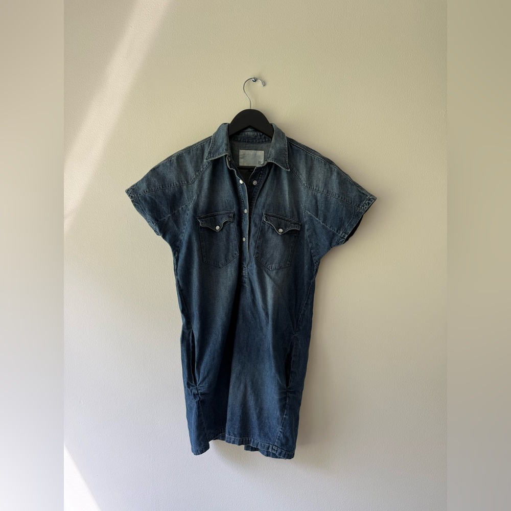 R13 Denim Cowboy Mini with Short Sleeves Shirt Dress. Size S